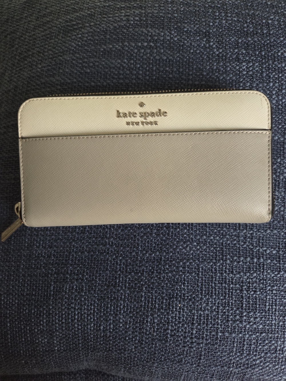 kate spade New York Two-Tone Zip Wallet - Cream & Taupe